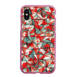 Чехол iPhone XS Max матовый Маленькие красные треугольники, цвет: 3D-малиновый