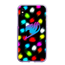 Чехол iPhone XS Max матовый Fairy Tail неоновые лого