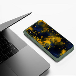 Чехол iPhone XS Max матовый Акварелика в синем, цвет: 3D-темно-зеленый — фото 2