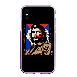 Чехол iPhone XS Max матовый Команданте Эрнесто Че Гевара, цвет: 3D-сиреневый