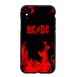 Чехол iPhone XS Max матовый AC DC огненный стиль