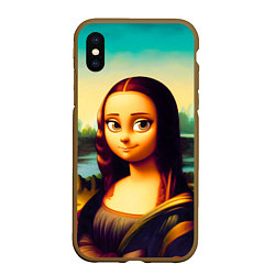 Чехол iPhone XS Max матовый Нейросеть - Мона Лиза в стиле Pixar, цвет: 3D-коричневый