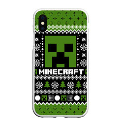 Чехол iPhone XS Max матовый Minecraft christmas sweater