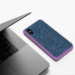 Чехол iPhone XS Max матовый Чёрные и синие мазки, цвет: 3D-фиолетовый — фото 2