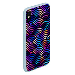 Чехол iPhone XS Max матовый Разноцветные волны-чешуйки, цвет: 3D-голубой — фото 2