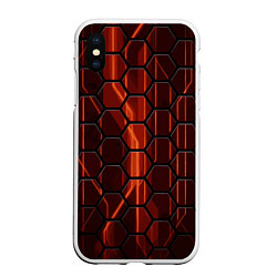 Чехол iPhone XS Max матовый Огненные шестигранники соты