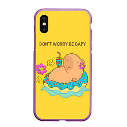 Чехол iPhone XS Max матовый Капибара dont worry be capy