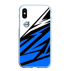 Чехол iPhone XS Max матовый Volvo - white and blue, цвет: 3D-голубой