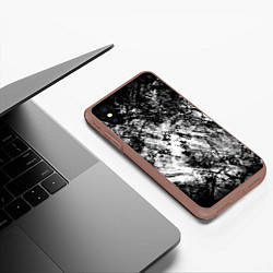 Чехол iPhone XS Max матовый Зимний лес узоры, цвет: 3D-коричневый — фото 2