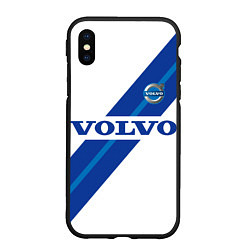 Чехол iPhone XS Max матовый Volvo - white and blue