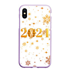 Чехол iPhone XS Max матовый Новый 2024 год - золотой