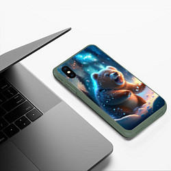 Чехол iPhone XS Max матовый Полярный мишка, цвет: 3D-темно-зеленый — фото 2