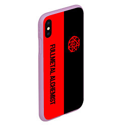 Чехол iPhone XS Max матовый Стальной алхимик - красная печать Альфонс, цвет: 3D-сиреневый — фото 2