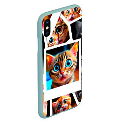 Чехол iPhone XS Max матовый Котики фото, цвет: 3D-мятный — фото 2