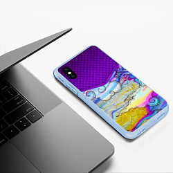 Чехол iPhone XS Max матовый Облака и спирали, цвет: 3D-голубой — фото 2