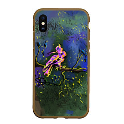 Чехол iPhone XS Max матовый Сказочная чудо-птица, цвет: 3D-коричневый