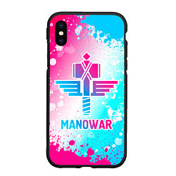 Чехол iPhone XS Max матовый Manowar neon gradient style, цвет: 3D-черный