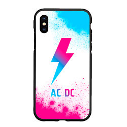 Чехол iPhone XS Max матовый AC DC neon gradient style, цвет: 3D-черный