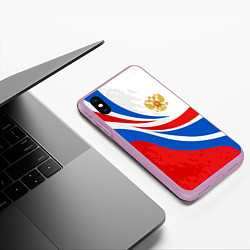 Чехол iPhone XS Max матовый Россия - спортивная униформа, цвет: 3D-сиреневый — фото 2