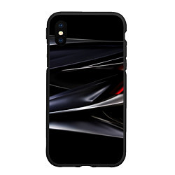 Чехол iPhone XS Max матовый Black red abstract