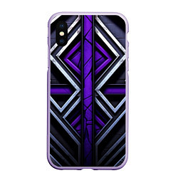 Чехол iPhone XS Max матовый Фиолетовые вставки на черном фоне