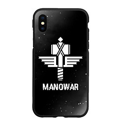 Чехол iPhone XS Max матовый Manowar glitch на темном фоне, цвет: 3D-черный