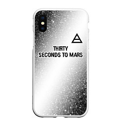 Чехол iPhone XS Max матовый Thirty Seconds to Mars glitch на светлом фоне посе, цвет: 3D-белый