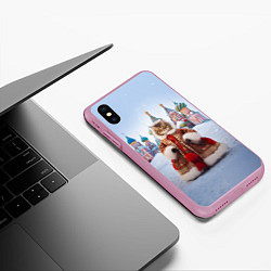 Чехол iPhone XS Max матовый Новогодняя кошечка в пальто, цвет: 3D-розовый — фото 2