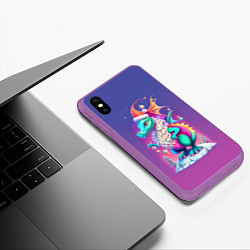 Чехол iPhone XS Max матовый Новогодний дракончик - нейросеть, цвет: 3D-фиолетовый — фото 2