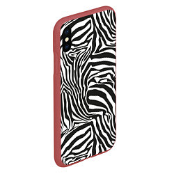 Чехол iPhone XS Max матовый Шкура зебры черно - белая графика, цвет: 3D-красный — фото 2