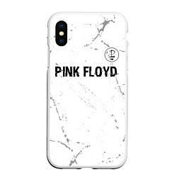 Чехол iPhone XS Max матовый Pink Floyd glitch на светлом фоне посередине, цвет: 3D-белый