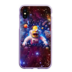 Чехол iPhone XS Max матовый Homer Simpson in space - ai art, цвет: 3D-светло-сиреневый