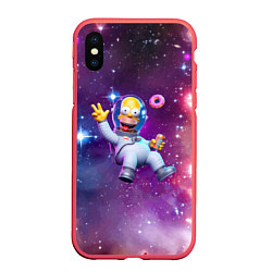 Чехол iPhone XS Max матовый Homer Simpson in space - ai art, цвет: 3D-красный