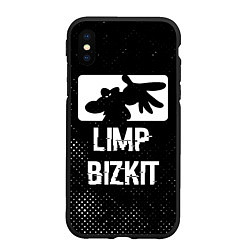 Чехол iPhone XS Max матовый Limp Bizkit glitch на темном фоне, цвет: 3D-черный