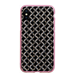 Чехол iPhone XS Max матовый Кольчуга крупная, цвет: 3D-розовый