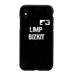 Чехол iPhone XS Max матовый Limp Bizkit glitch на темном фоне посередине, цвет: 3D-черный