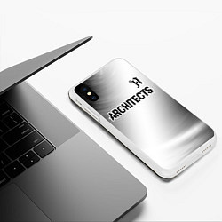 Чехол iPhone XS Max матовый Architects glitch на светлом фоне посередине, цвет: 3D-белый — фото 2