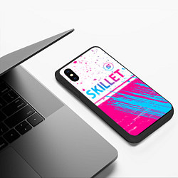 Чехол iPhone XS Max матовый Skillet neon gradient style посередине, цвет: 3D-черный — фото 2