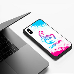 Чехол iPhone XS Max матовый Scorpions neon gradient style, цвет: 3D-черный — фото 2