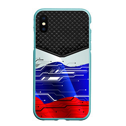 Чехол iPhone XS Max матовый Стёганные ромбы: русский хакер, цвет: 3D-мятный