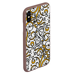 Чехол iPhone XS Max матовый Жёлтый кружевной узор, цвет: 3D-коричневый — фото 2