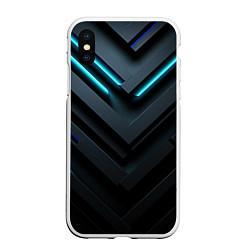 Чехол iPhone XS Max матовый Черный и синий фон с абстракцией