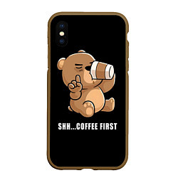 Чехол iPhone XS Max матовый Coffee first, цвет: 3D-коричневый