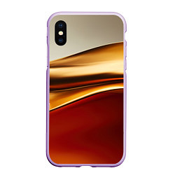 Чехол iPhone XS Max матовый Бежевые и золотистые волны, цвет: 3D-сиреневый