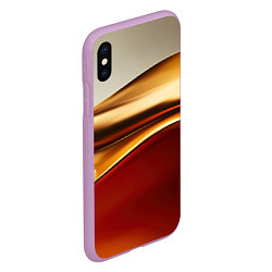 Чехол iPhone XS Max матовый Бежевые и золотистые волны, цвет: 3D-сиреневый — фото 2