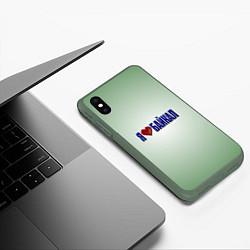 Чехол iPhone XS Max матовый Я люблю Байкал, цвет: 3D-темно-зеленый — фото 2