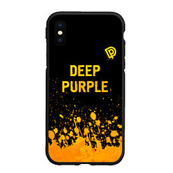Чехол iPhone XS Max матовый Deep Purple - gold gradient посередине, цвет: 3D-черный