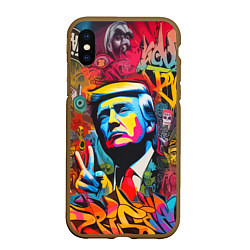 Чехол iPhone XS Max матовый Дональд Трамп - граффити - нейросеть, цвет: 3D-коричневый