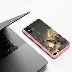 Чехол iPhone XS Max матовый Девушка с пистолетом, цвет: 3D-баблгам — фото 2