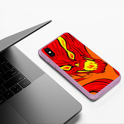 Чехол iPhone XS Max матовый Пламенный череп, цвет: 3D-сиреневый — фото 2